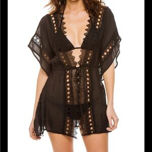 Elan Crochet Black Swim Cover-Up / Size Small / NEW WITH TAGS